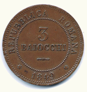 reverse: ROMA - II Repubblica Romana - 3 Baiocchi 1849.