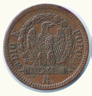obverse: ROMA - II Repubblica Romana - ½ Baiocco (coniato su altra  moneta).