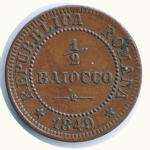 reverse: ROMA - II Repubblica Romana - ½ Baiocco (coniato su altra  moneta).