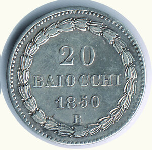 reverse: ROMA - Pio IX (1846-1878) - 20 Baiocchi 1850 - A. V.