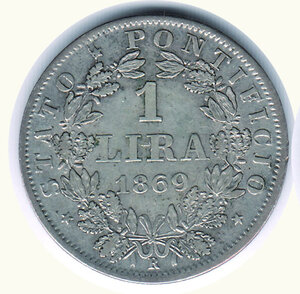obverse: ROMA - Pio IX - Lira 1869 - A. XXIII.