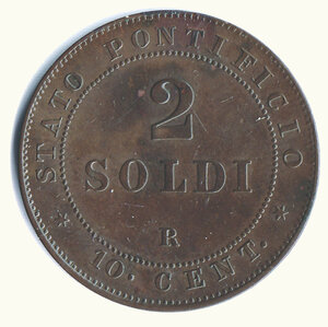 obverse: ROMA - Pio IX - 2 Soldi 1866  - A. XXI - Var. 10 Cent.