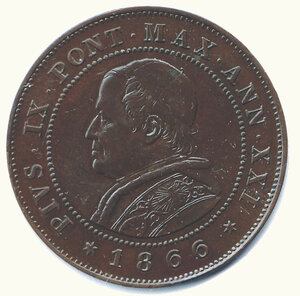 reverse: ROMA - Pio IX - 2 Soldi 1866  - A. XXI - Var. 10 Cent.