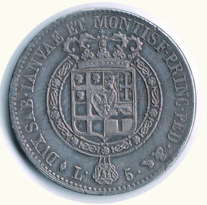 reverse: SAVOIA - Vittorio Emanuele I - 5 Lire 1819.