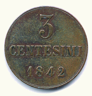 obverse: SAVOIA - Carlo Alberto - 3 Cent. 1842.