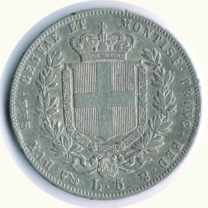 reverse: SAVOIA - Vittorio Emanuele II - Re di Sardegna - 5 Lire 1854