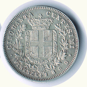 reverse: SAVOIA - Vittorio Emanuele II (re eletto) - 50 Cent. 1860 Fi.