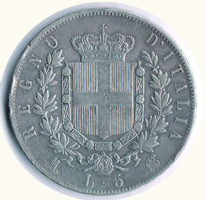 reverse: VITTORIO EMANUELE II - 5 Lire 1873 - Milano