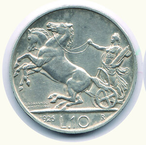 obverse: SAVOIA - Vittorio Emanuele III - 10 Lire 1926 - Bordo largo.