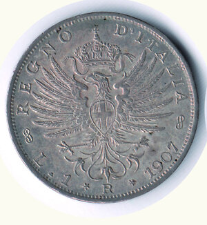 obverse: SAVOIA - Vittorio Emanuele III - Lira 1907 - Patina su fondi lucenti.
