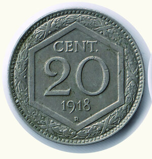 obverse: SAVOIA - Vittorio Emanuele III - 20 Cent. 1918 -  Esagono .