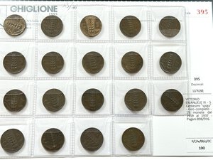 obverse: VITTORIO EMANUELE III - 5 Centesimi - 19 monete