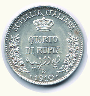 obverse: VITTORIO EMANUELE III - Somalia italiana - Quarto di Rupia 1910