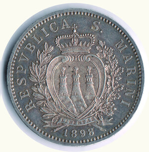 reverse: SAN MARINO - 5 Lire 1898