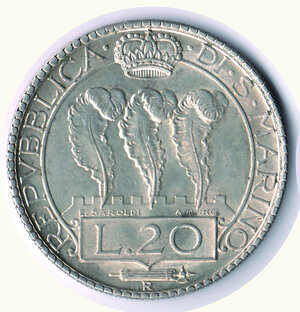 obverse: SAN MARINO -20Lire 1933 - Fondi lucenti.