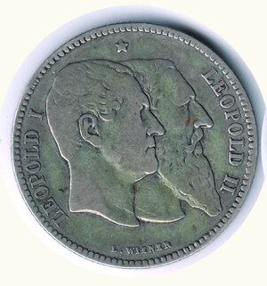 obverse: BELGIO - Leopoldo II - 2 Francs 1880