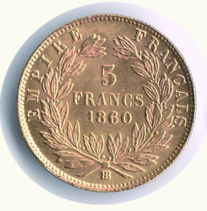 obverse: FRANCIA - Napoleone III - 5 Fr. 1860 - Zecca Strasburgo.