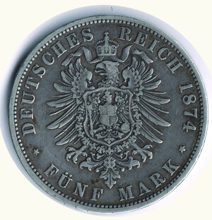 obv: GERMANIA - Antichi Stati - Prussia - 5 Marchi 1874.