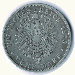 obverse: GERMANIA - Antichi Stati - Prussia - 5 Marchi 1875.