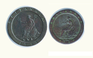 obverse: GRAN BRETAGNA - Giorgio III - 2 Pence e Penny 1797