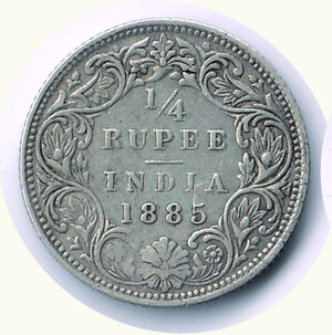 obverse: INDIA BRITANNICA - Vittoria - ¼ di Rupia 1885 - KR 490.