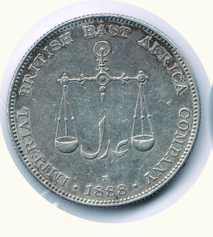 obverse: MOMBASA - EST AFRICA IMPERIALE BRITANNICA - 1 Rupia 1888