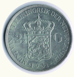 obverse: OLANDA - Guglielmina I - 2 1/2 Gulden 1931