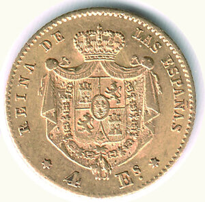 reverse: SPAGNA - Isabella II (1833-1869) - 4 Escudos 1865.