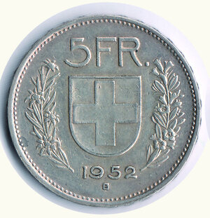 obverse: SVIZZERA - Confederazione - 5 Francs 1952 - KM 40.