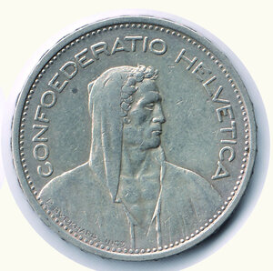 reverse: SVIZZERA - Confederazione - 5 Francs 1952 - KM 40.