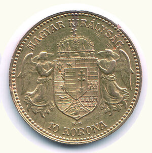 reverse: UNGHERIA - Franz Joseph - 10 Krona 1908