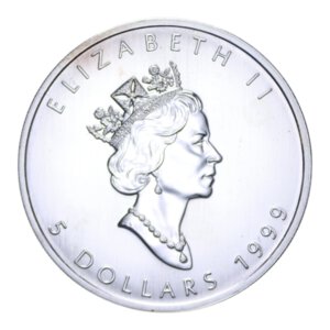 obverse: CANADA ELISABETTA II 5 DOLLARS 1999 AG. 31,31 GR. FDC