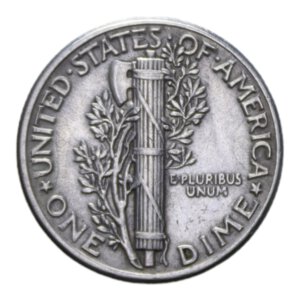 reverse: STATI UNITI 1 DIME 1944 MERCURY AG. 2,50 GR. SPL