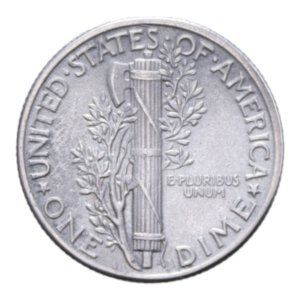 reverse: STATI UNITI 1 DIME 1945 MERCURY AG. 2,49 GR. SPL+