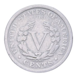 reverse: STATI UNITI 5 CENTS 1904 LIBERTY NI. 4,93 GR. qBB