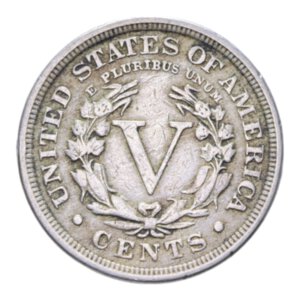 reverse: STATI UNITI 5 CENTS 1911 LIBERTY NI. 4,95 GR. BB/BB+