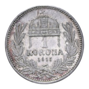 reverse: UNGHERIA FRANCESCO GIUSEPPE 1 KORONA 1915 AG. 5,04 GR. qSPL