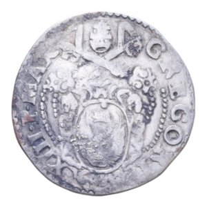 obverse: ANCONA GREGORIO XIII (1572-1585) TESTONE RRR AG. 9,19 GR. MB-BB