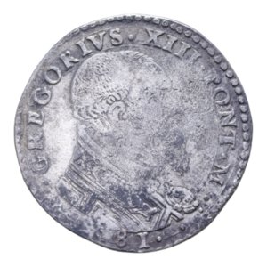 obverse: ANCONA GREGORIO XIII (1572-1585) TESTONE 1581 R AG. 9,09 GR. MB-BB