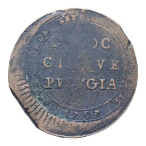 reverse: PERUGIA PIO VI (1775-1799) 5 BAIOCCHI 1797 MADONNINA CU. 12,17 GR. MB+