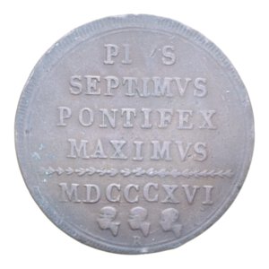 reverse: ROMA PIO VII (1800-1823) BAIOCCO 1816 AN. XVI R CU. 11,47 GR. BB