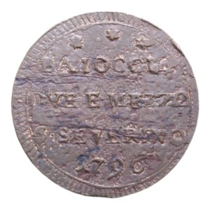 reverse: SAN SEVERINO PIO VI (1775-1799) 2 BAIOCCHI E MEZZO 1796 SAMPIETRINO CU- 17,06 GR. SPL (DIFETTI DI CONIAZIONE)