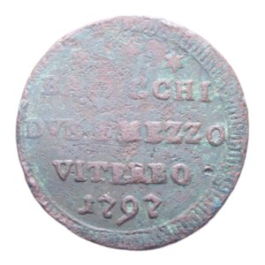 reverse: VITERBO PIO VI (1775-1799) 2 BAIOCCHI E MEZZO 1797 SAMPIETRINO CU. 13,74 GR. MB-BB