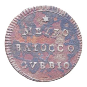 reverse: PRIMA REPUBBLICA ROMANA GUBBIO (1798-1799) MEZZO BAIOCCO S. DATA R CU. 4,08 GR. BB