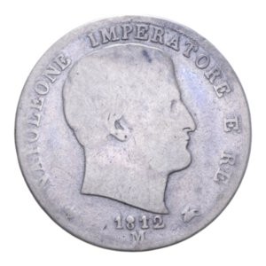 obverse: NAPOLEONE I RE D ITALIA (1805-1814) 2 LIRE 1812 MILANO PUNTALI AGUZZI NC AG. 9,48 GR. MB-BB