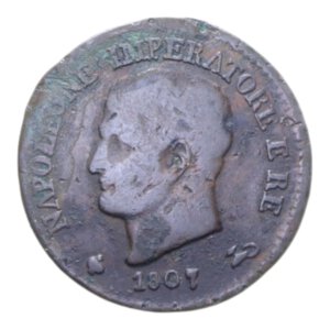 obverse: NAPOLEONE I RE D ITALIA (1805-1814) 1 CENT. 1807 MILANO CU. 2,39 GR. qBB