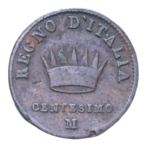 reverse: NAPOLEONE I RE D ITALIA (1805-1814) 1 CENT. 1807 MILANO CU. 2,39 GR. qBB