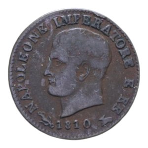 obverse: NAPOLEONE I RE D ITALIA (1805-1814) 1 CENT. 1810 VENEZIA NC CU. 2,25 GR. qBB