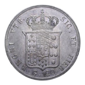 reverse: REGNO DELLE DUE SICILIE FERDINANDO II (1830-1859) PIASTRA 120 GRANA 1853 AG. 27,64 GR. qSPL (colpetti)