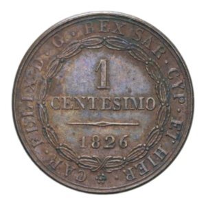 reverse: CARLO FELICE (1821-1831) 1 CENT. 1826 TORINO CU. 2,13 GR. BB-SPL